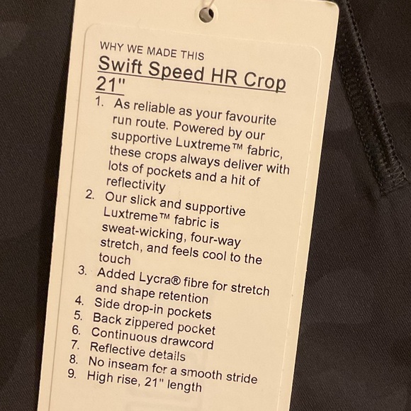 New with tags Lululemon Swift Speed HR Crop 21" leggings size 8 - Picture 9 of 16